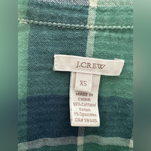 J.Crew Green Plaid Popover Shirt, XS - Picture 2 of 4